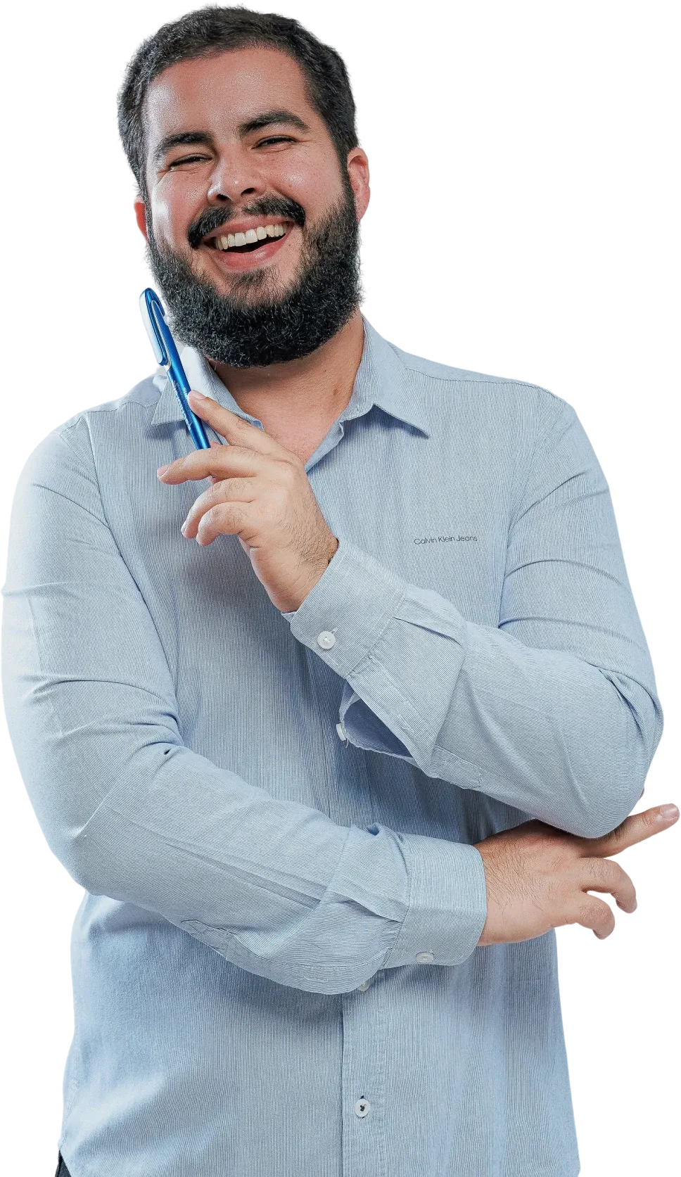 Alexandre Matos, da Escriturar, segurando uma caneta